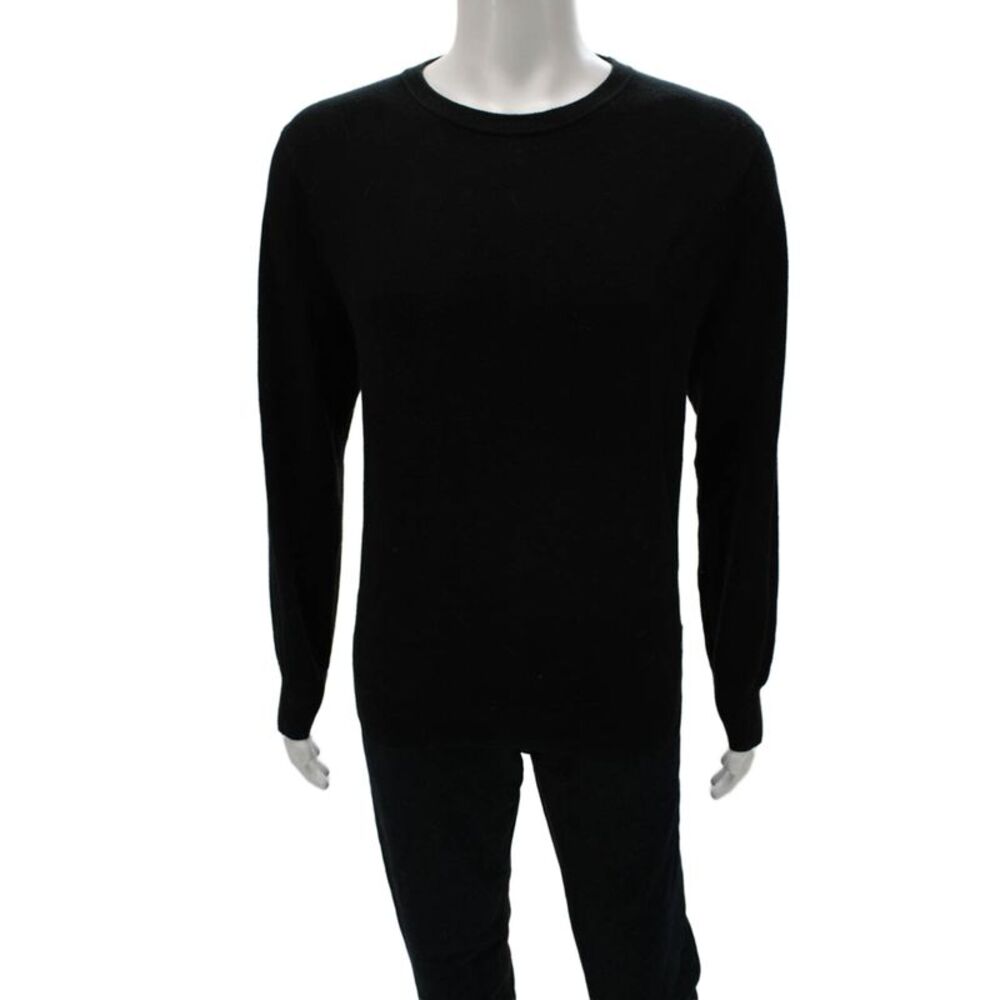 J Crew Mens Pullover Sweater Black Cotton Crew Neck Long Sleeve Size L